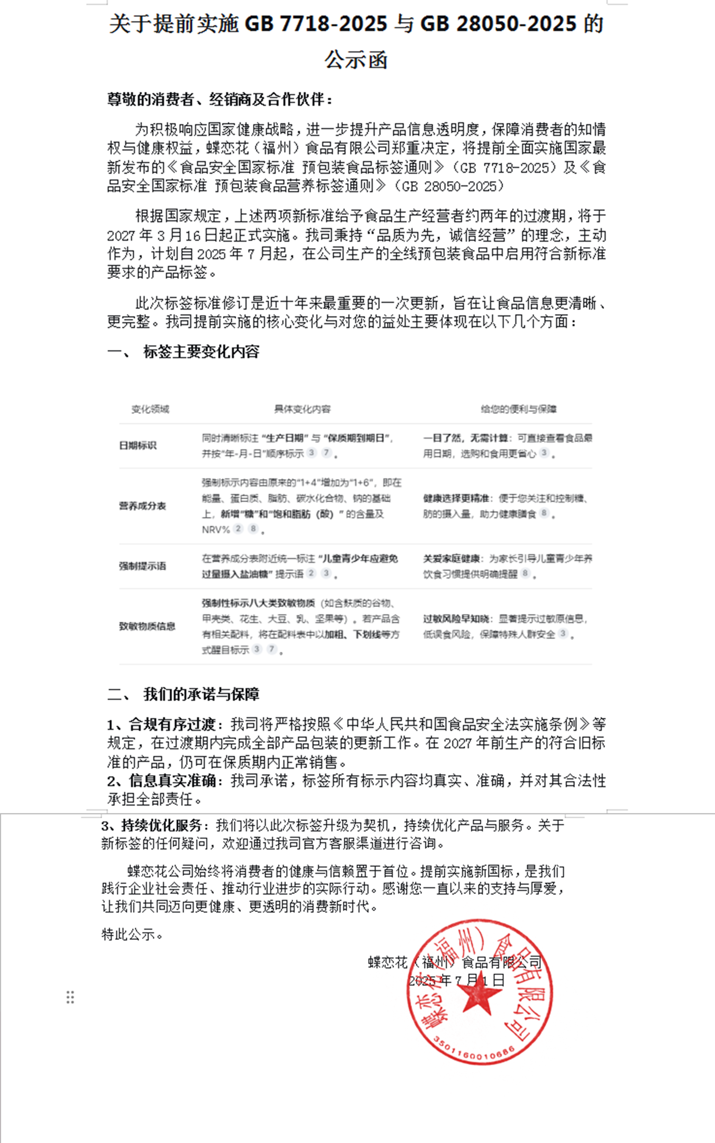 关于提前实施GB7718-2025与GB28050-2025的公示函(图1)